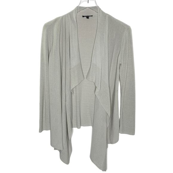 Eileen Fisher S Womens Cardigan Open Waterfall Sweater Dusty Beige Cotton Silk - Picture 1 of 7